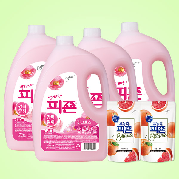 피죤 섬유유연제, 핑크로즈, 3.1L, 4개